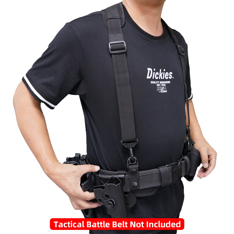 Tactical Suspender calças Polícia dever ajustável acolchoado cintas militares