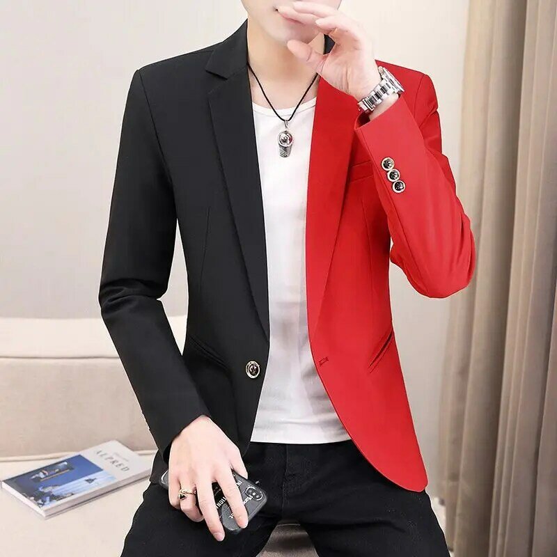 Trendy men's suit jackets for young men, handsome short suits, slim fit yin and yang suit tops, trendy color combinations