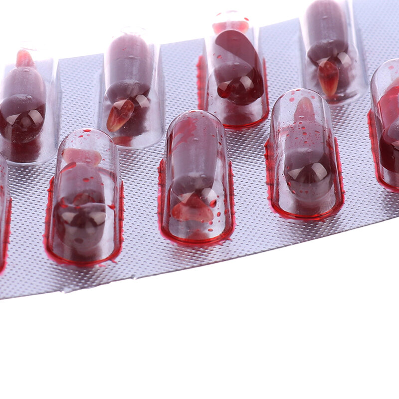 10Pcs Fake Blood Pill Vampire Toy Capsules Horror Funny Toy Halloween Prank Toy