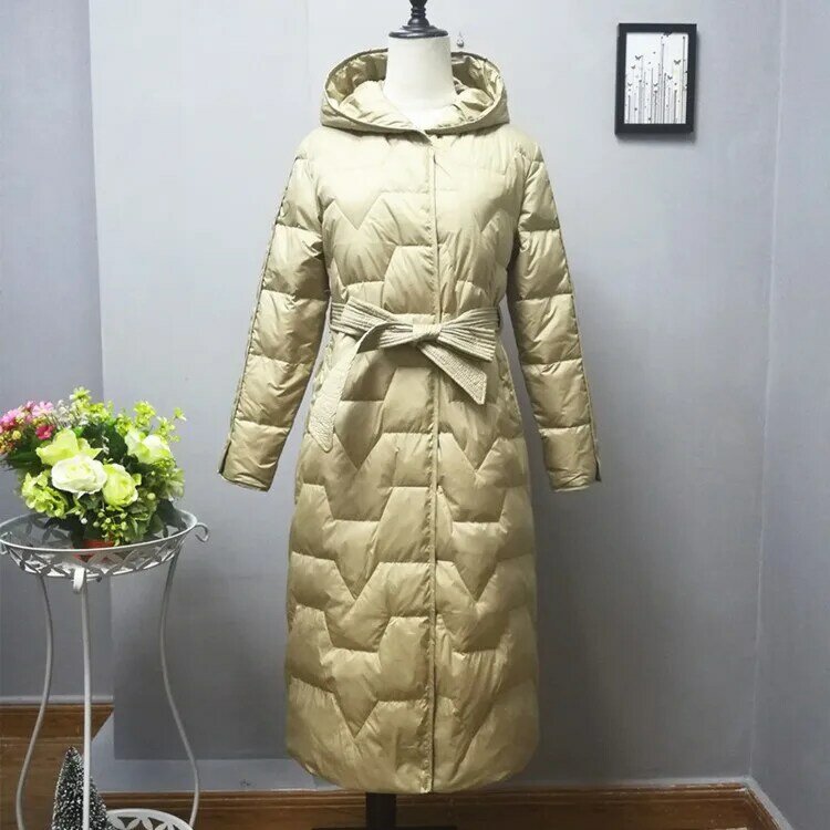 LMESS-abrigos largos de plumón de pato para mujer, color blanco, invierno, 2022