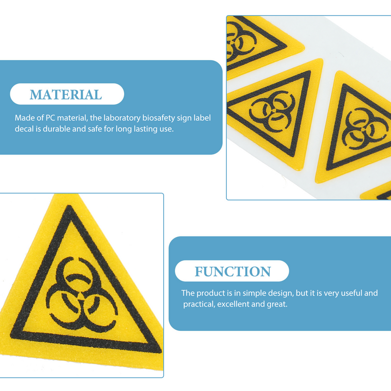 5pcs Caution Sign Stickers Biological Warning Signs Laboratory Warning Stickers