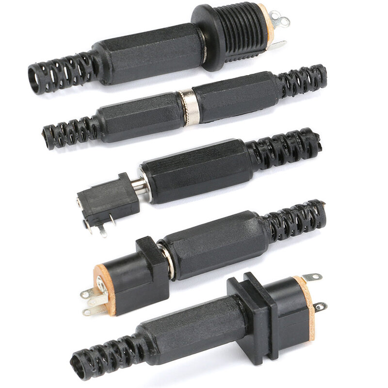 Conectores de enchufe de alimentación de CC, 10 piezas DC 2,1, 2,5, 5,5x2,1mm, 3,5x1,3mm, macho, hembra, tuerca de enchufe, montaje en Panel, adaptador de corriente de CC