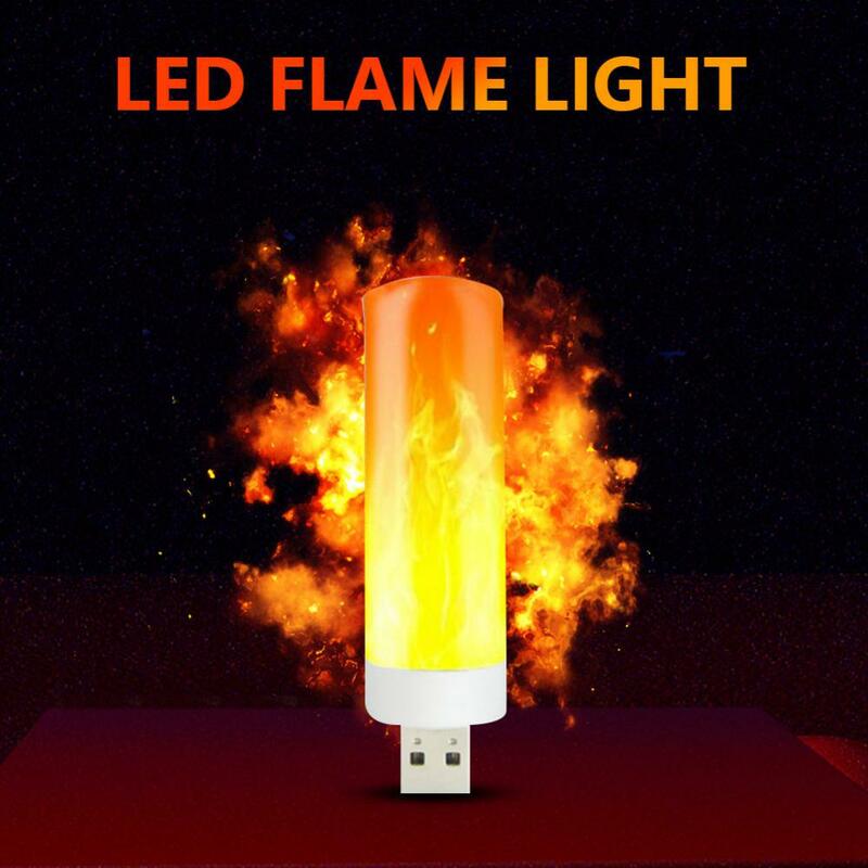 USB 분위기 조명 LED 불꽃 깜박이 촛불 책 램프, 따뜻한 라이터 효과 램프, 보조배터리 캠핑 조명 도구