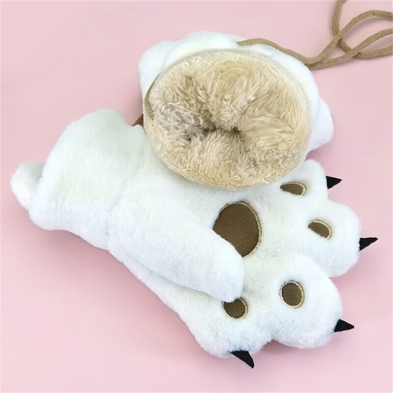 Warm Kids Winter Gloves with Animal Paws Soft and Comfortable Children Winter Gloves with Thick Fleece Lining G99C
