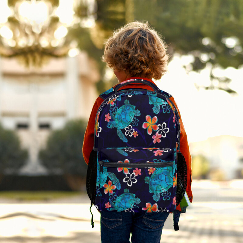 Водонепроницаемый рюкзак для девочек, модная детская сумка для ноутбука, с цветами, морская черепаха