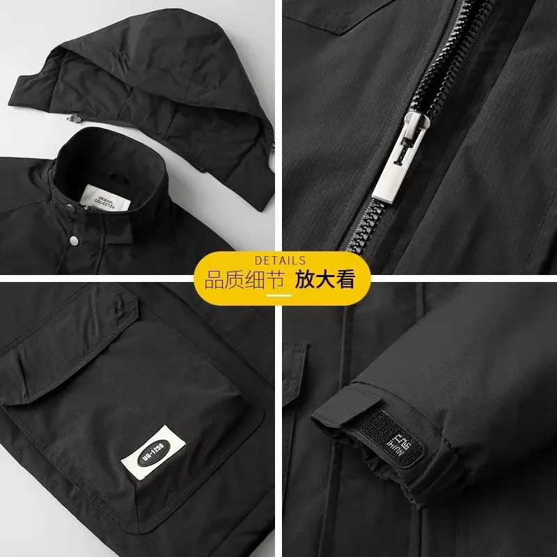 New Arrival Fashion Suepr Large Winter Men Standing Collar Hooded Workwear Padded Cotton Jacket Men's Coat Plus Size XL-7XL 8XL