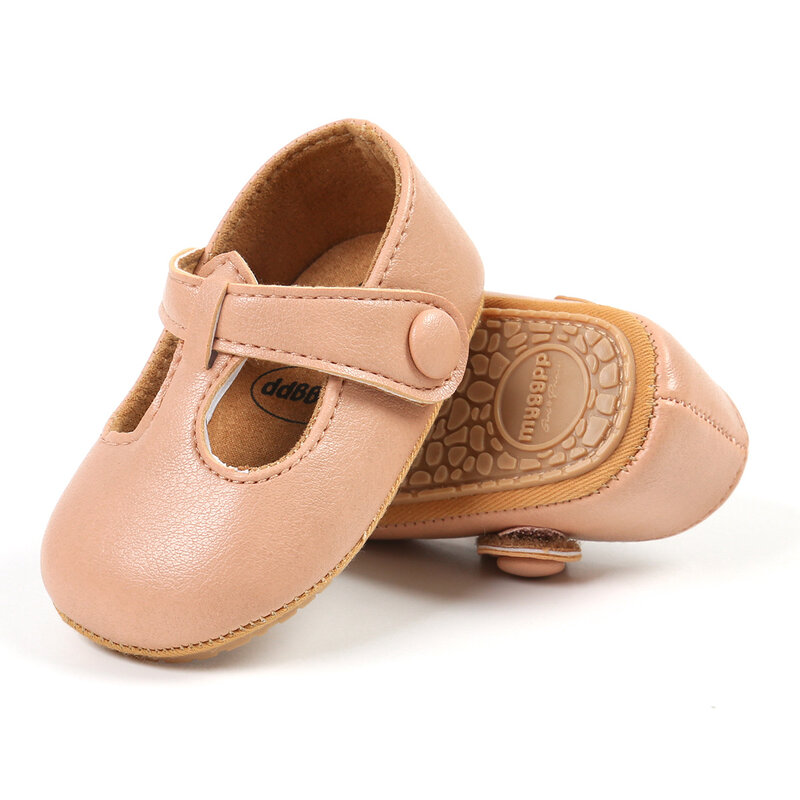 KIDSUN New Baby Shoes Pu Leather Baby Girl Shoes Infant Toddler Rubber Sole Anti-Slip First Walkers Casual Walking Shoes