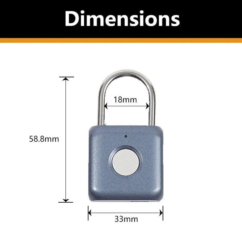 Identificação de impressões digitais portátil Cadeado Smart Keyless Lock Recarregável Bagagem Gabinete Escola Ginásio Locker