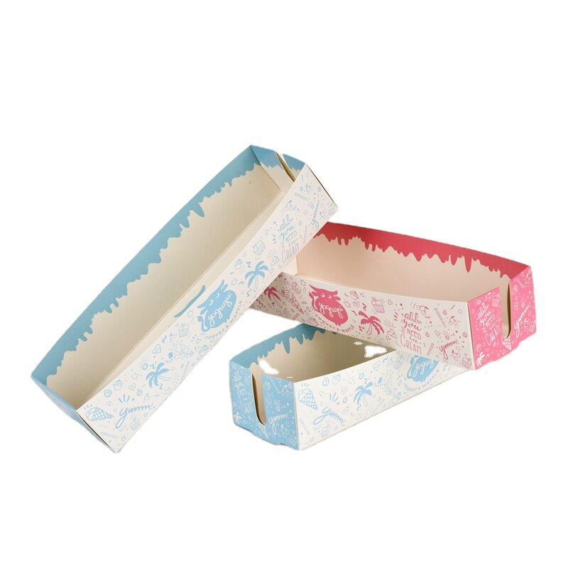 Customized productTakeaway Disposable Kraft Food Box Hot Dog Stick Paper Packaging Food Tray Box