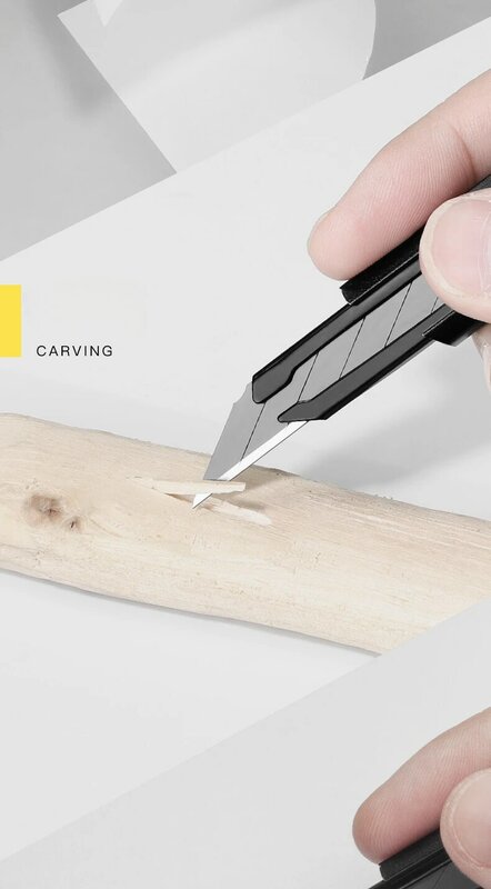 SUNWOOD pisau utilitas aluminium kecil Wallpaper logam pisau dengan kunci otomatis hitam MC50 paket tunggal