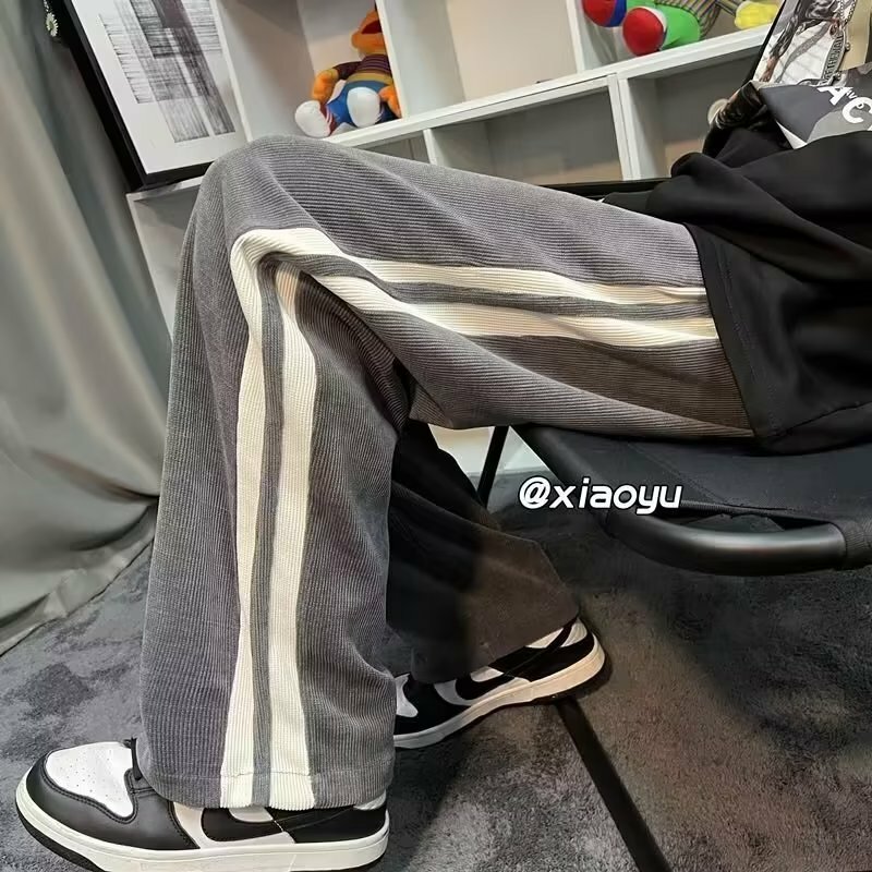 Y2K Male Trousers Clothes Hip Hop Drawstring Sweatpants Casual Joggers Fashion Streetwear Loose Pants Spring Streets Corduroy