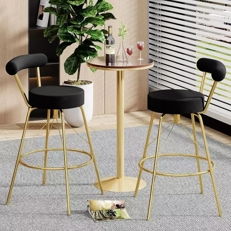 Барный стул набор из 2 предметов, поворотный барный стул с спинкой, современный бархатный стул, кухонный остров, барный стул