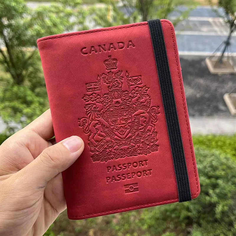 Akcesoria podróżne kanadyjska okładka na paszport Protector Pu skórzane etui na paszport Drop Shipping