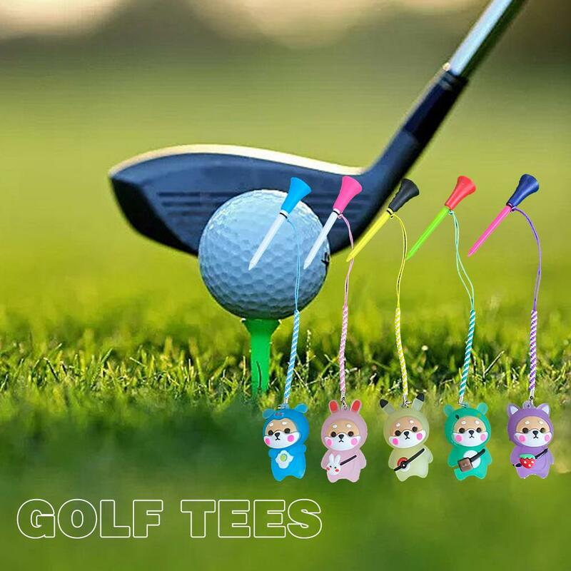 1Pcs Golf Rubber Tees With Flashing Light Cartoon Cute Prevent Loss Golf Ball Holder With Braided Rope Outdoor Golf Accessory