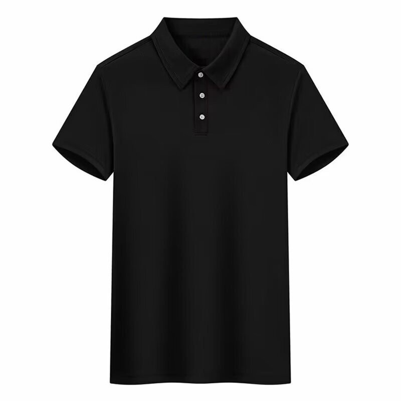 Camiseta sólida de manga curta de secagem rápida, camiseta casual empresarial do escritório, tops com gola de botão, camiseta confortável verão