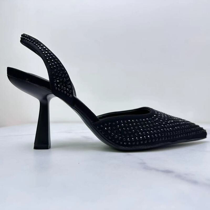 Zapatos de tacón alto sexys para mujer, sandalias puntiagudas brillantes, novedad de 2024