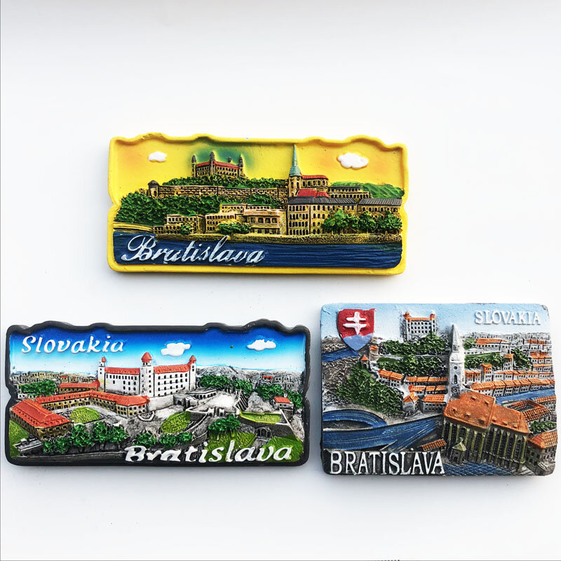 Pegatinas magnéticas de pared para decoración del hogar, imanes de nevera de la República Eslovaca, Bratislava, recuerdos de viaje