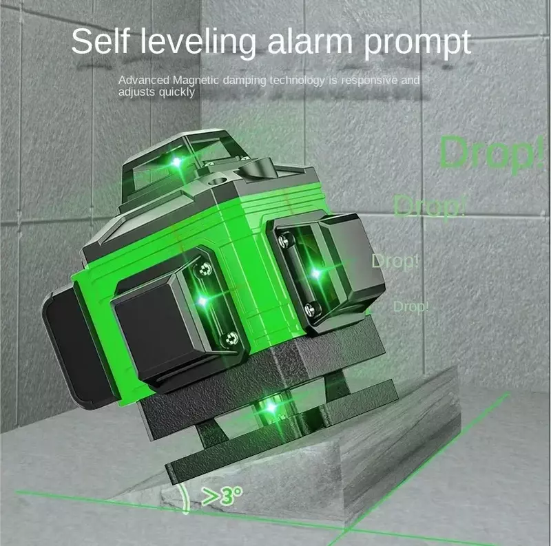 Niveau laser vert haute puissance à nivellement automatique, haute fierté, 3D, 4D, 3000 lignes, 360 °, batterie 12/16 mAh