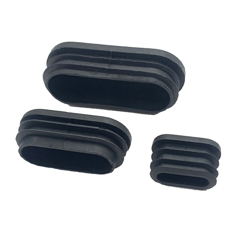Black Flat Oval Plastic Blanking End Cap Tube Pipe Inserts Plug Non-slip Chair Table Leg Cover Caps Furniture Floor Protector