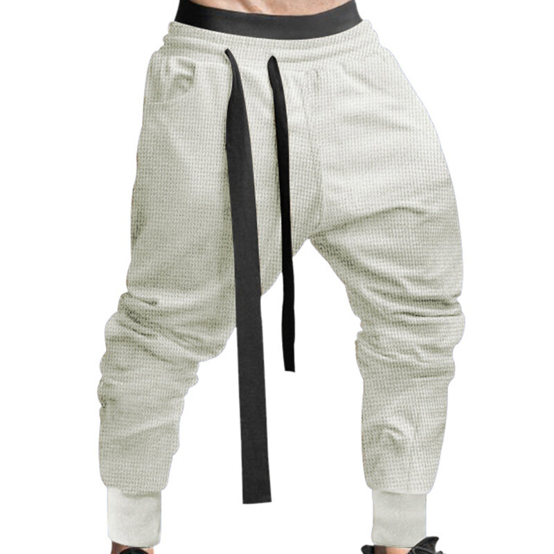 2023 Men'S Harem Pants Streetwear Casual Joggers Drawstring Asymmetric Sweatpants Ankle-Length Men Solid Sports Trousers
