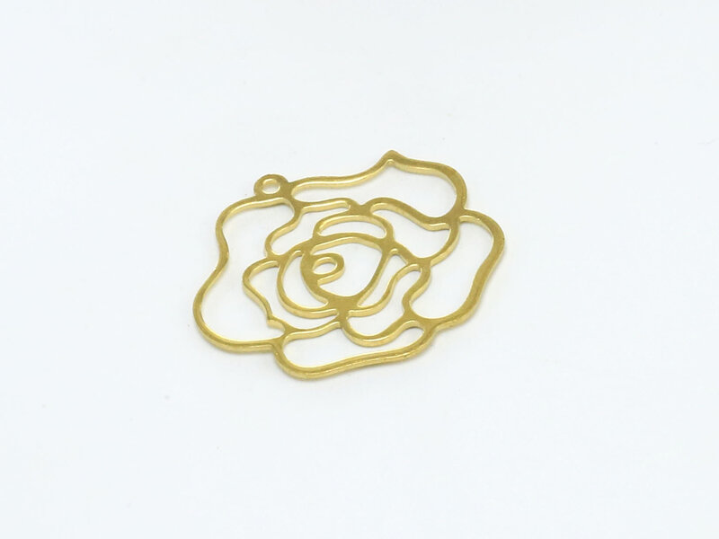 10pcs Brass rose pendant 32x31mm Raw brass flower earrings charms R609