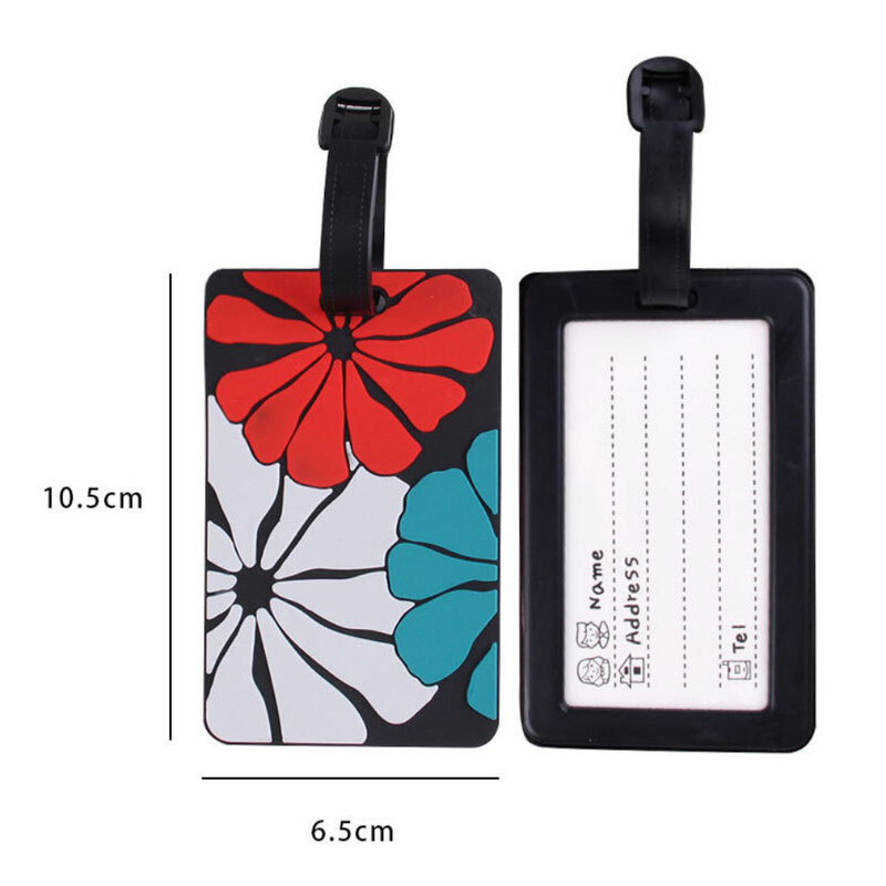 Puzzle Striped Printed Luggage Tag PVC Soft Silicone Card Holder Cartoon Boarding Pass Aircraft Luggage Tags Suitcase Label