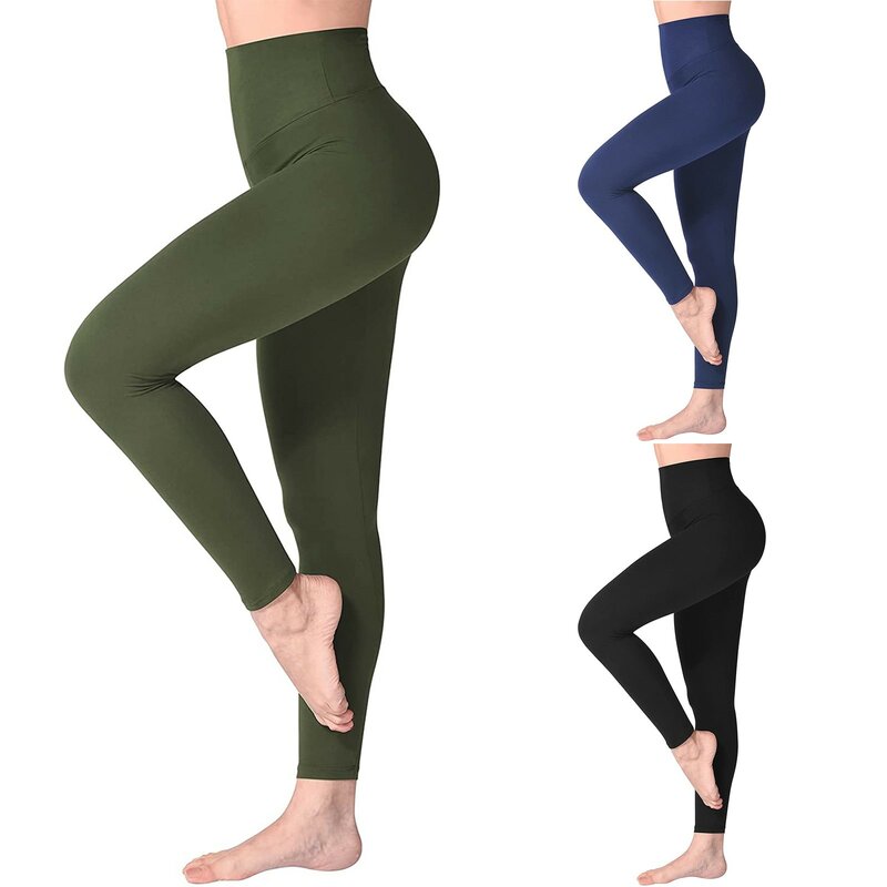 Legging untuk Wanita Gym Legging dengan Garis-garis Ketat Pakaian Olahraga Panjang Wanita Celana Yoga Push Up Celana Hijau Pakaian Olahraga Musim Dingin