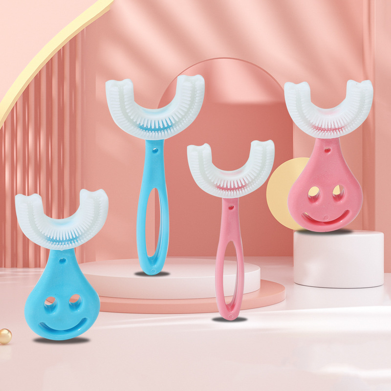 360 grad Zähne Gesundheit Pflege Pinsel für Baby Kinder Nette Kreative Cartoon Herz Lächeln U Form Hand Weiche Silikon Zahnbürste