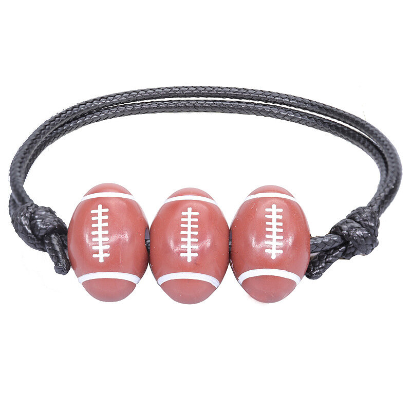 Gelang manik-manik olahraga, 5 buah gelang bola basket tenis Rugby olahraga yang dapat disesuaikan untuk hadiah luar ruangan