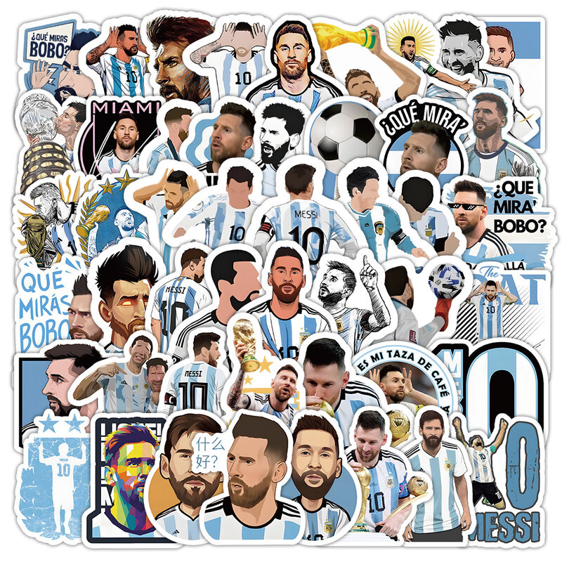 10/50 pz calcio-Messi adesivi decalcomania in vinile regalo impermeabile Skateboard bagagli bicicletta telefono Laptop Notebook auto 2024