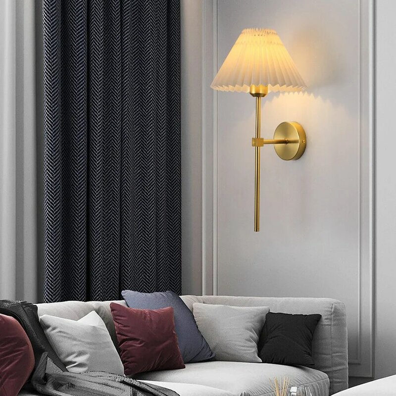 Vnnzzo Moderne Geplooide Led Wandlamp Woonkamer Studie Home Decor Staande Licht Nordic Slaapkamer Bedlampje Indoor Verlichting