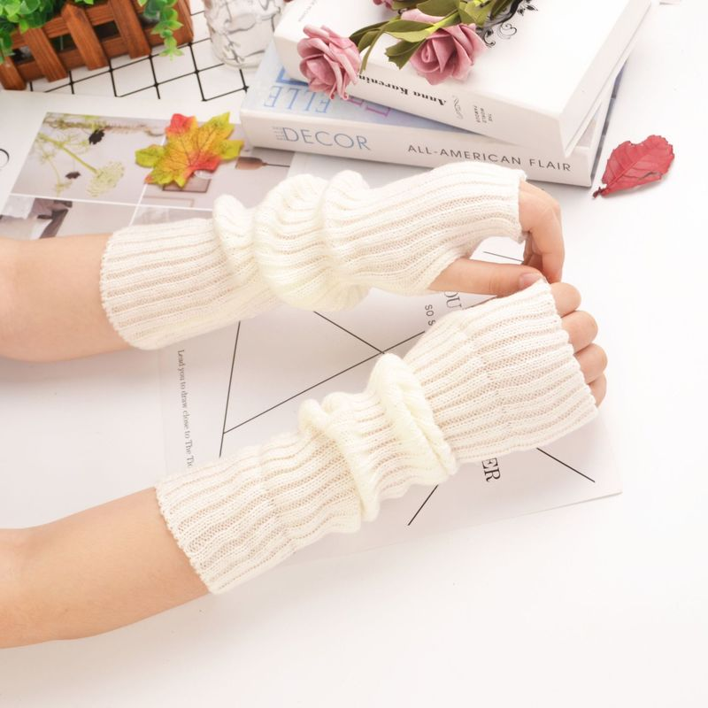 Women Fingerless Gloves Wrist Elbow Long Gloves Arm Warmer Oversleeves Knitted Goth Lolita Arm Warmer Anime Cosplay Accessories