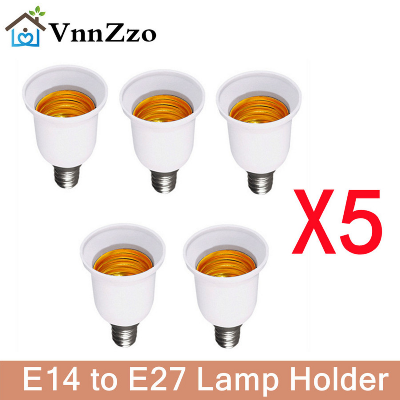 Adaptador de luz ignífugo para iluminación del hogar y habitación, convertidor de soporte de base de lámpara E14 a E27, 5 piezas, 85V-265V