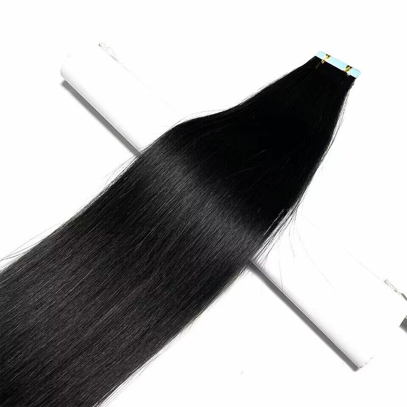 Fita reta em extensões de cabelo humano 16 18 24 26 polegadas de alta qualidade remy cabelo humano 1b 20-60 peças para a mulher