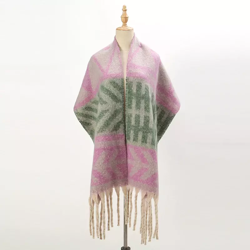 Cachecol de caxemira para mulheres e homens, xale pashmina, envoltório lenços borla, foulard de malha, cobertor estola, grosso, quente, Design Print, inverno