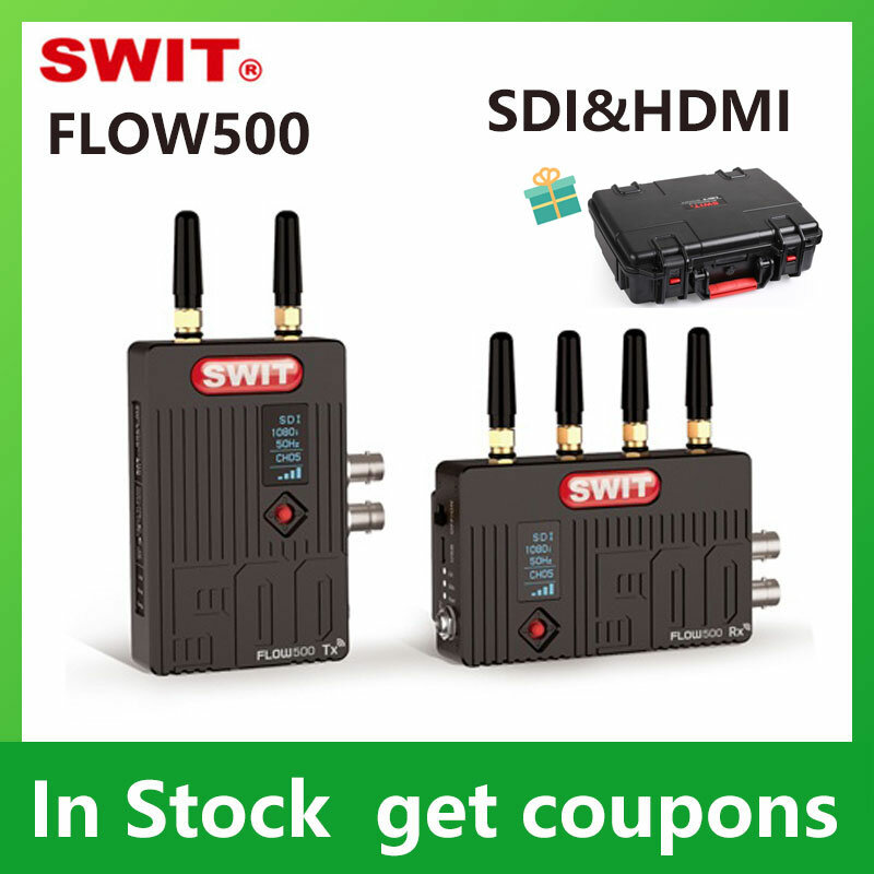 SWIT FLOW500 SDI 및 HDMI 무선 변속기 시스템, 500ft/150m 카메라 HDMI 이미지 무선 HD 비디오 송신기 리시버