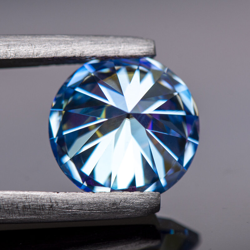 Moissanite Steen Edelsteen Ijs Blauwe Kleur Rond Gesneden Lab Gemaakt Diamant Geavanceerde Sieraden Maken Materialen Met Gra Certificaat