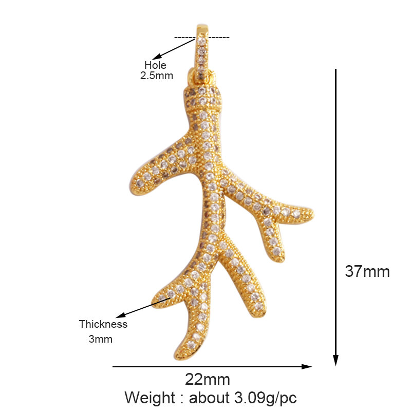 Fish Monta Ray Marine body Sea Conch Shell Nautil Coral Branch Charm Pendant, gioielli in zircone placcato oro che trovano forniture P02