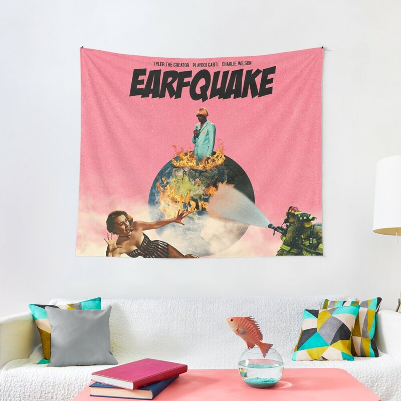 Earfquake TIB Pink Wall Art Tapisserie, Esthétique pour chambre, Face Wall