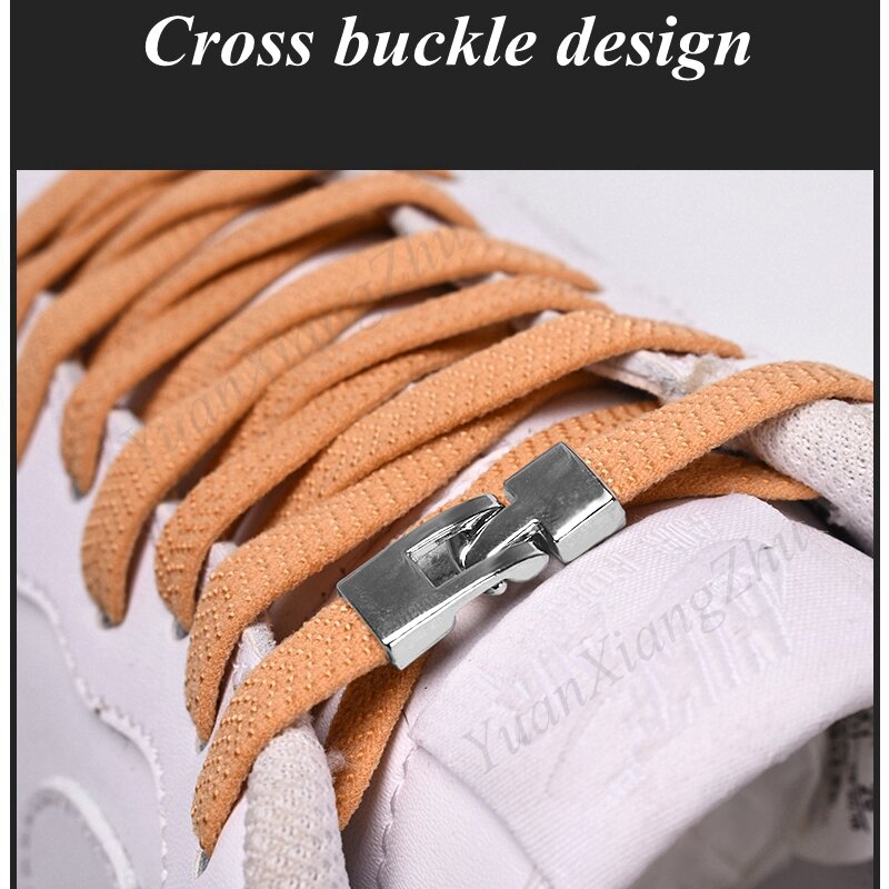 Laços elásticos com fivela cruzada para tênis, sem gravata, planas, para crianças e adultos, tamanho único, serve para todos os sapatos