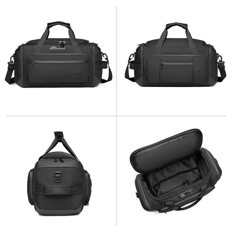 OZUKO-bolsas de viaje de gran capacidad para hombre, bolsos de gimnasio multifunción con zapatos, portátiles, de viaje corto, impermeables, 55L