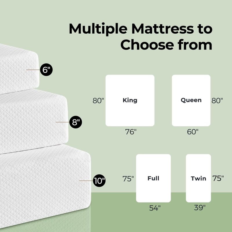 Queen Size Mattress, 8 Inch Gel Memory Foam Mattress in a Box, Fiberglass Free, Breathable Mattress