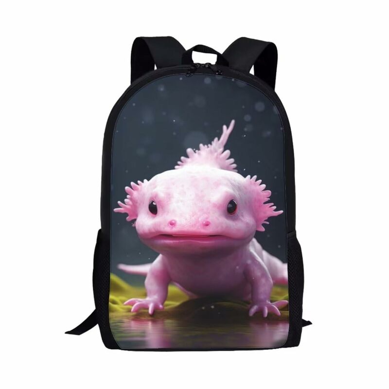 Axolotl Pattern Backpack for Kids Elementary Children Book Bags with Adjustable Strap Student Schoolbag Lightweight Personalized