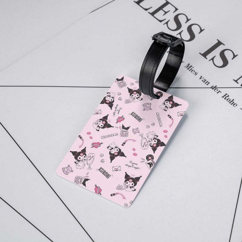 Pink Kuromi Cartoon Luggage Tag for Suitcase Privacy Cover ID Label
