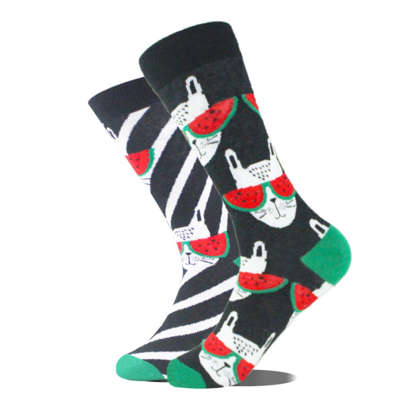 New Spring/Summer AB Trendy Socks Asymmetric Mandarin Duck Socks Versatile ins Cotton Socks Cartoon Jacquard Mid tube Socks