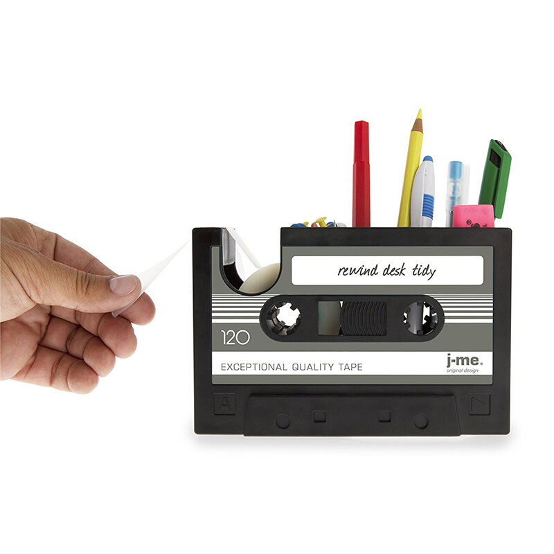 2 In 1 Multifunctionele Pen Houder Creatieve Bureau Briefpapier Organisator Retro Cassette Tape Dispenser Pen Houder Gift