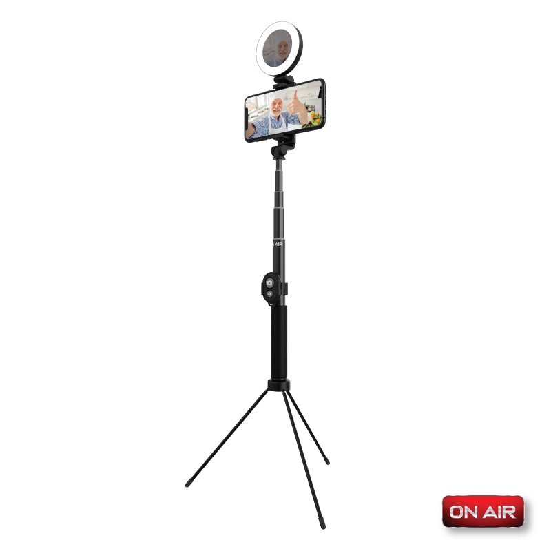 Selfie Light Stick Pro - 5 in, On Air Anneau lumineux avec trépied extensible de 5.5 pieds, 3 modes d'éclairage, alimentation USB et obturateur Bluetooth