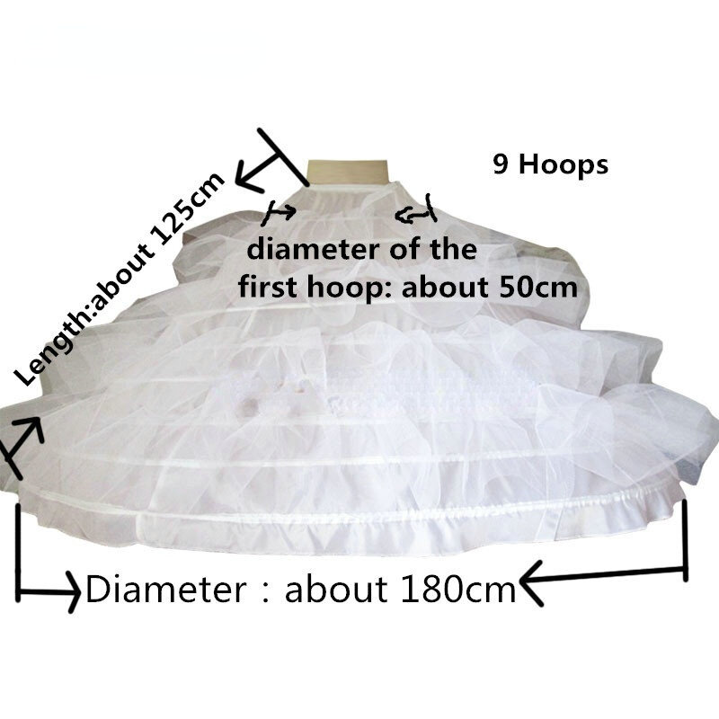 Hoge Kwaliteit 9 Hoepels Petticoat Onderrok Voor Super Grote Baljurk Trouwjurk Bruidsjurken Bruiloft Accessoires Crinoline