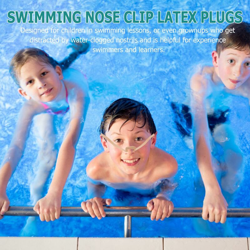 Tapones para la nariz para nadadores con cuerda, antipérdida, cómodos, duraderos, antideslizantes, suaves, de látex, portátiles, Clip para la nariz de natación para niños