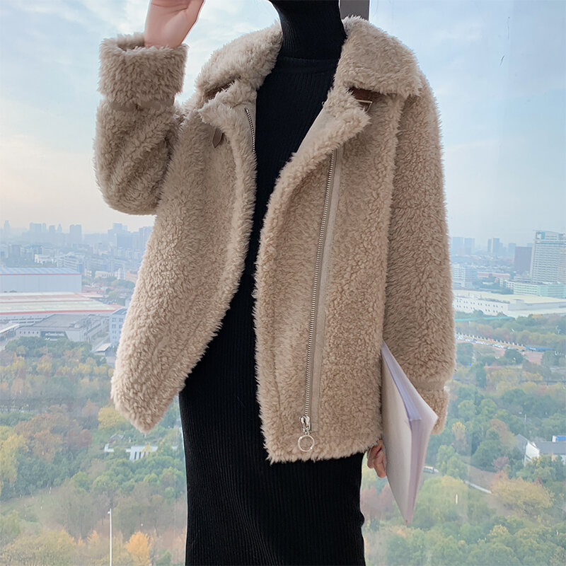 AYUNSUE 100% แกะตัดเสื้อผู้หญิงฤดูหนาวลำลองเสื้อขนสัตว์เสื้อขนสัตว์ MODE Korea เสื้อขนสัตว์ Veste Femme Hiver